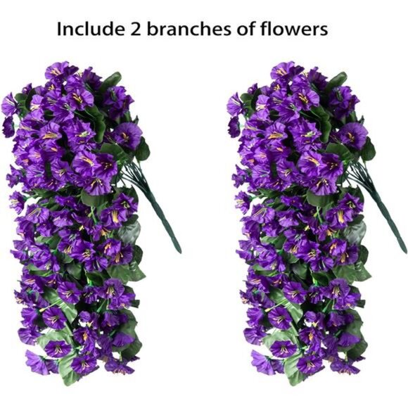 2pc Artificial Faux Hanging Flowers Plants for Outdoor Outside Summer Decoration - Picture 3 of 7